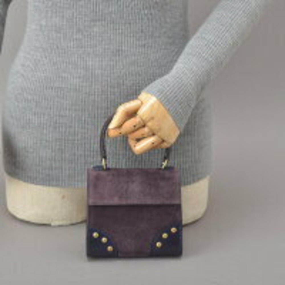 Celine shoulder bag handbag suede leather purple blue pouch crossbody - Picture 6 of 10